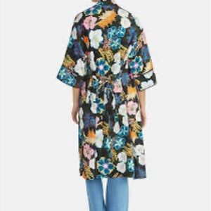 RACHEL ROY Womens Green Floral 3/4 Sleeve Kimono